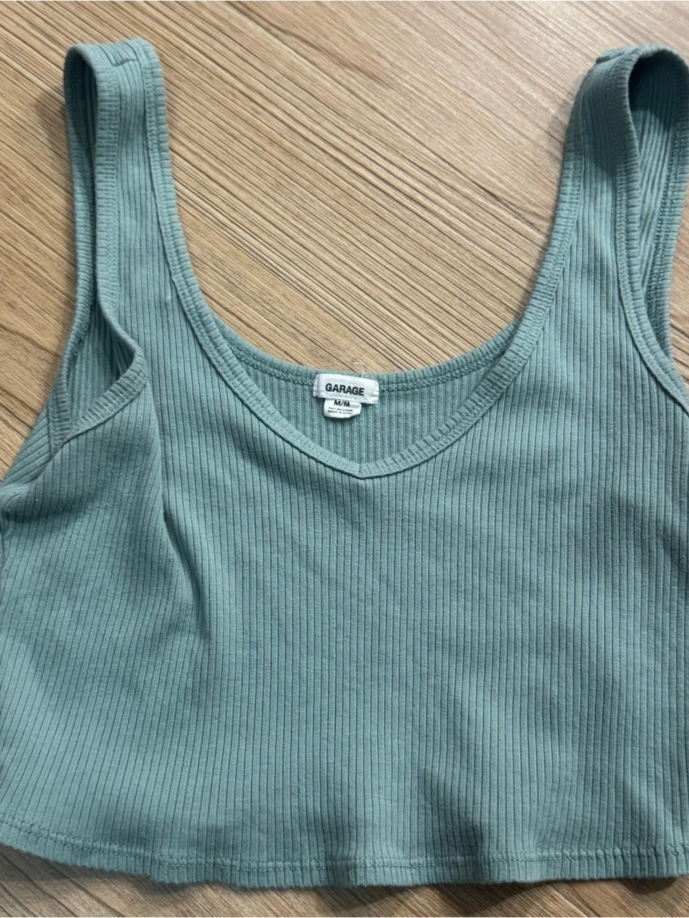 Garage Sage Green Ribbed Crop Tank